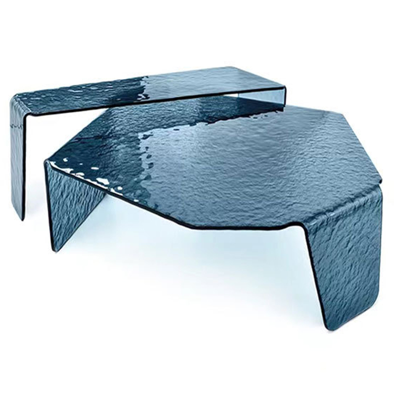 Комплект кофейных столиков Water Surface Glass Coffee Tables Синий Комплект кофейных столиков Water Surface Glass Coffee Tables Синий в Рязани | Loft Concept