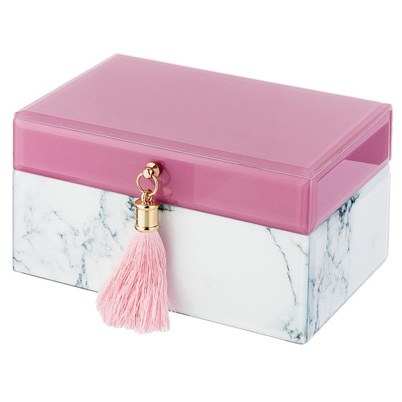 Шкатулка Pink Glass Imitation Marble Box Розовый Белый Шкатулка Pink Glass Imitation Marble Box Розовый Белый в Рязани | Loft Concept