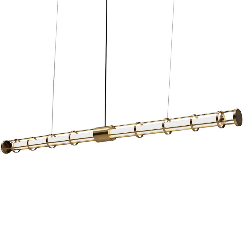 Линейный подвесной светильник Awais Rigs Linear Hanging Lamp Золотой Белый Линейный подвесной светильник Awais Rigs Linear Hanging Lamp Золотой Белый в Рязани | Loft Concept