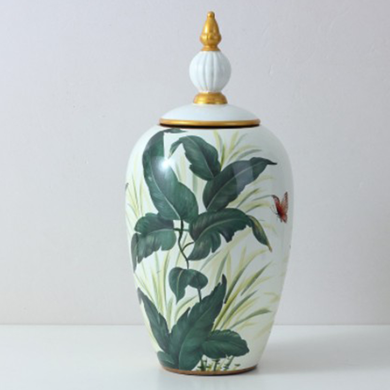 Ваза Vase Aina M Зеленый Белый Золотой Ваза Vase Aina M Зеленый Белый Золотой в Рязани | Loft Concept