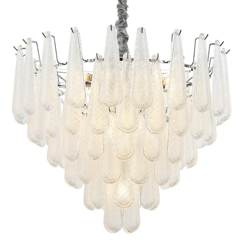 Люстра Textured Glass Drops Chandelier 19 Белый Хром в Рязани | Loft Concept 