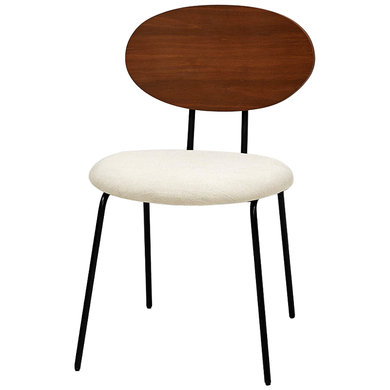 Стул на металлических ножках с деревянной спинкой Ram Loft Chair Черный Коричневый ivory ( слоновая кость ) в Рязани | Loft Concept 