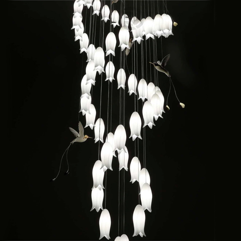 Люстра для Лестницы с птичками Колибри Sagarti Contemporary chandelier ALBA Flowers & Birds Белый Золотой Люстра для Лестницы с птичками Колибри Sagarti Contemporary chandelier ALBA Flowers & Birds Белый Золотой в Рязани | Loft Concept