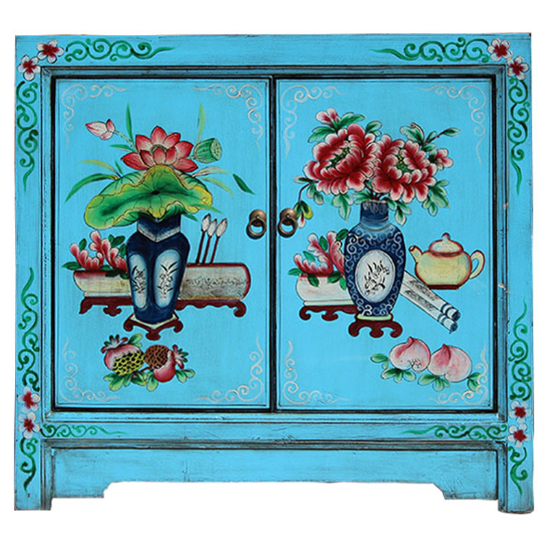 Бирюзовый комод в Китайском стиле ручная роспись Chinese Chest of Drawers Бирюзовый Мульти Бирюзовый комод в Китайском стиле ручная роспись Chinese Chest of Drawers Бирюзовый Мульти в Рязани | Loft Concept