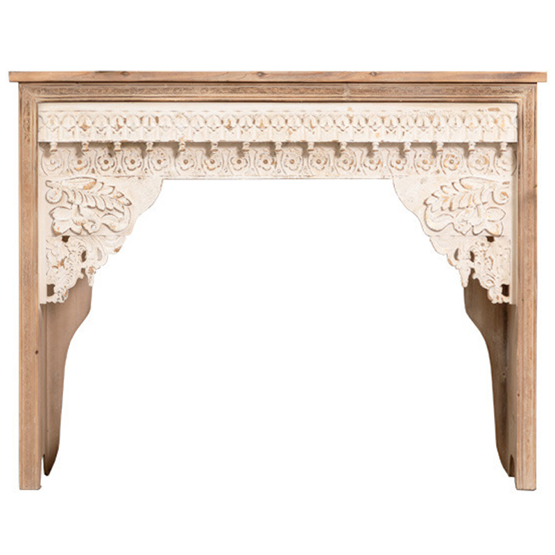 Консоль Indian Antique White Furniture Adnan Console Древесина Бежевый Консоль Indian Antique White Furniture Adnan Console Древесина Бежевый в Рязани | Loft Concept