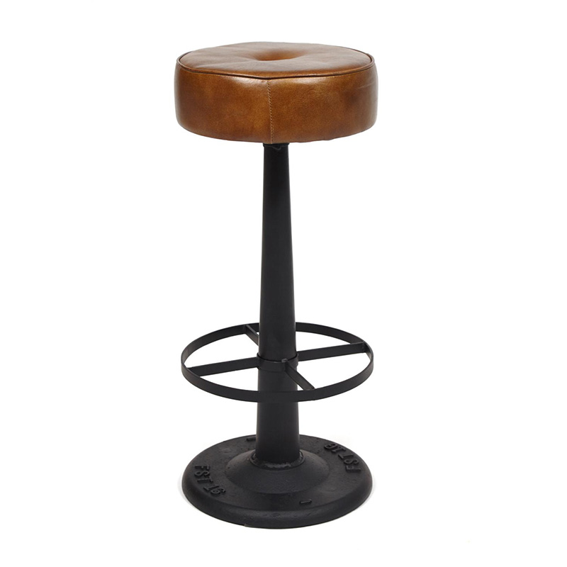 Барный стул Industrial leather bar stool Коричневый Черный Барный стул Industrial leather bar stool Коричневый Черный в Рязани | Loft Concept