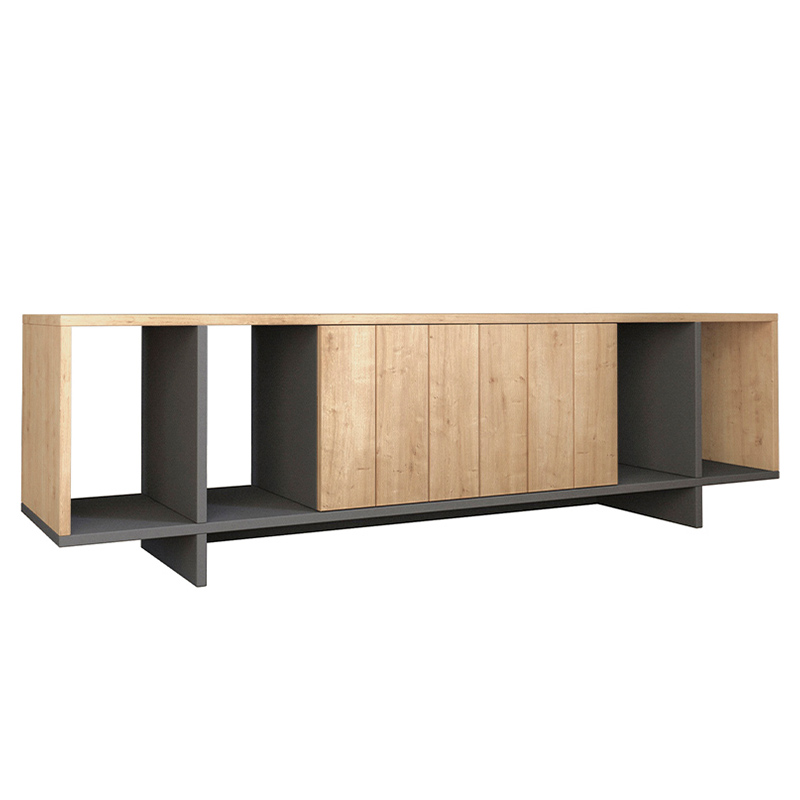 ТВ-тумба с откидной дверцей и 4-мя полками ZITANO TV STAND OAK Светлый дуб Серый ТВ-тумба с откидной дверцей и 4-мя полками ZITANO TV STAND OAK Светлый дуб Серый в Рязани | Loft Concept