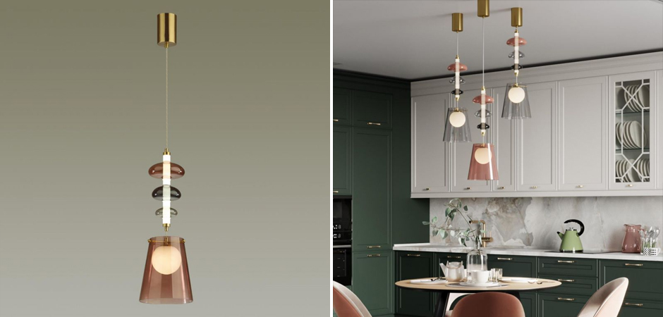 Подвесной светильник Contemporan Pink с цветным стеклом Подвесной светильник Contemporan Pink с цветным стеклом - Loft-Concept в Рязани