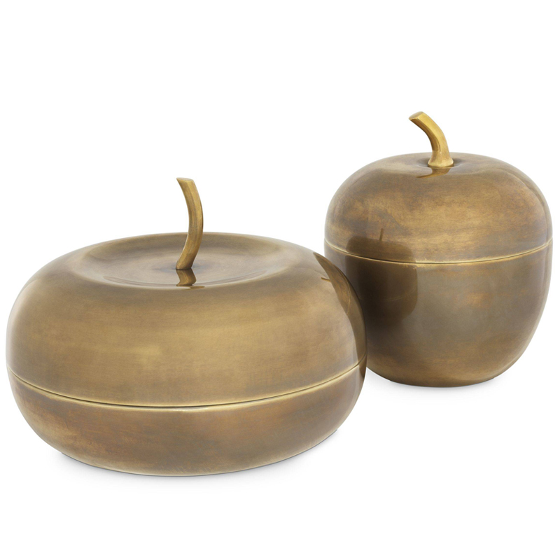 Комплект шкатулок Eichholtz Box Apple Set of 2 brass Винтажная латунь Комплект шкатулок Eichholtz Box Apple Set of 2 brass Винтажная латунь в Рязани | Loft Concept