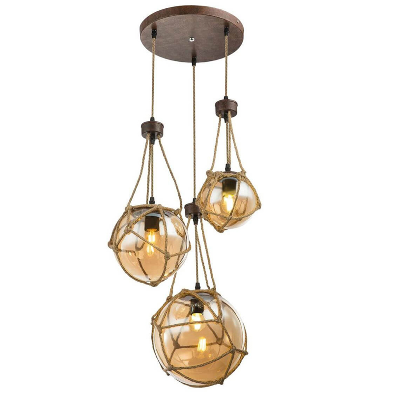 Светильник LOFT ROPE Three Balls Черный Коричневый Светильник LOFT ROPE Three Balls Черный Коричневый в Рязани | Loft Concept