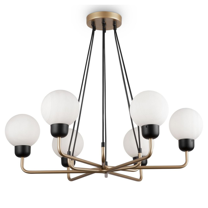 Люстра Andresa Chandelier 6 Balls Золотой Белое матовое стекло Люстра Andresa Chandelier 6 Balls Золотой Белое матовое стекло в Рязани | Loft Concept
