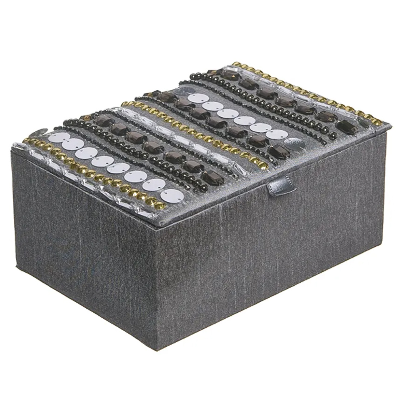 Шкатулка с вышивкой из бисера Kinue Beads Embroidery Box Серебряный Серый Золотой Шкатулка с вышивкой из бисера Kinue Beads Embroidery Box Серебряный Серый Золотой в Рязани | Loft Concept