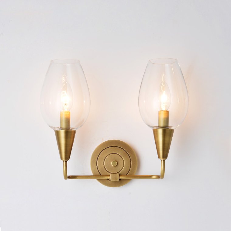 Бра VIOLA WALL Clear Lamp Double Латунь Прозрачное Стекло Бра VIOLA WALL Clear Lamp Double Латунь Прозрачное Стекло в Рязани | Loft Concept