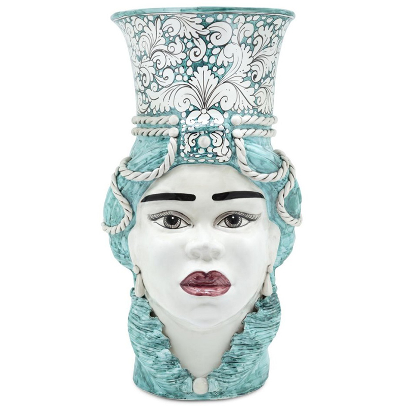 Ваза Vase Moro Lady Giant Ornate Malachite Бирюзовый Белый Ваза Vase Moro Lady Giant Ornate Malachite Бирюзовый Белый в Рязани | Loft Concept
