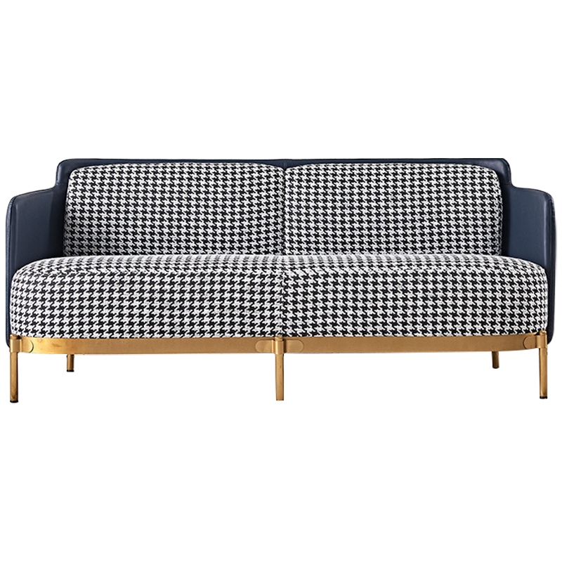 Диван Pied de Poule Blue Sofa Черно-белый Синий Латунь Диван Pied de Poule Blue Sofa Черно-белый Синий Латунь в Рязани | Loft Concept