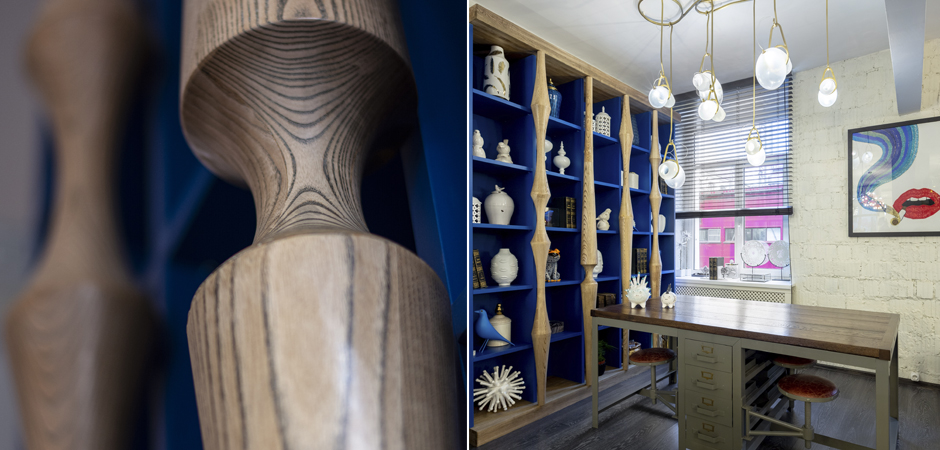 Стеллаж Oak Columns & Blue Стеллаж Oak Columns & Blue - Loft-Concept в Рязани