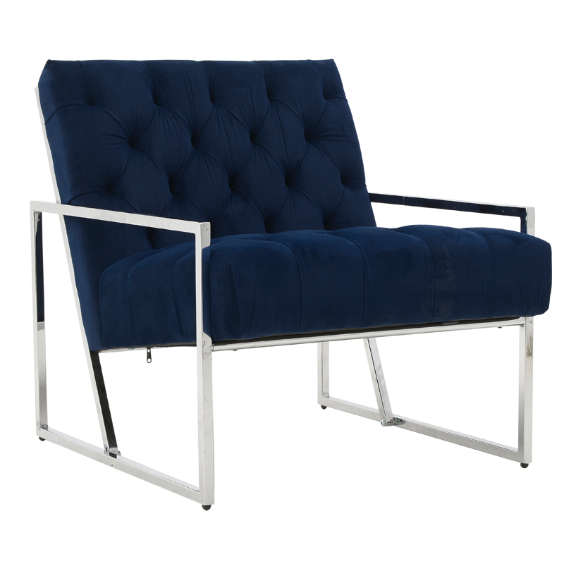 Кресло Ibbie Chair blue Темно-синий Хром Кресло Ibbie Chair blue Темно-синий Хром в Рязани | Loft Concept