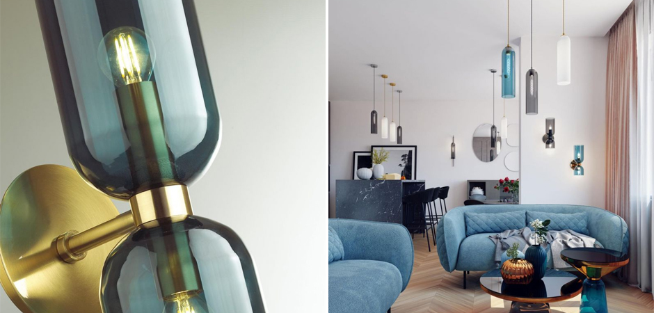 Бра Articolo Double Cup Синее Бра Articolo Double Cup Синее - Loft-Concept в Рязани