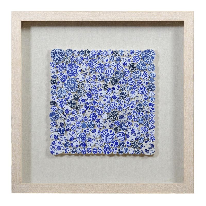 Панно Blue and White Mosaic square Белый Синий Бежевый Панно Blue and White Mosaic square Белый Синий Бежевый в Рязани | Loft Concept
