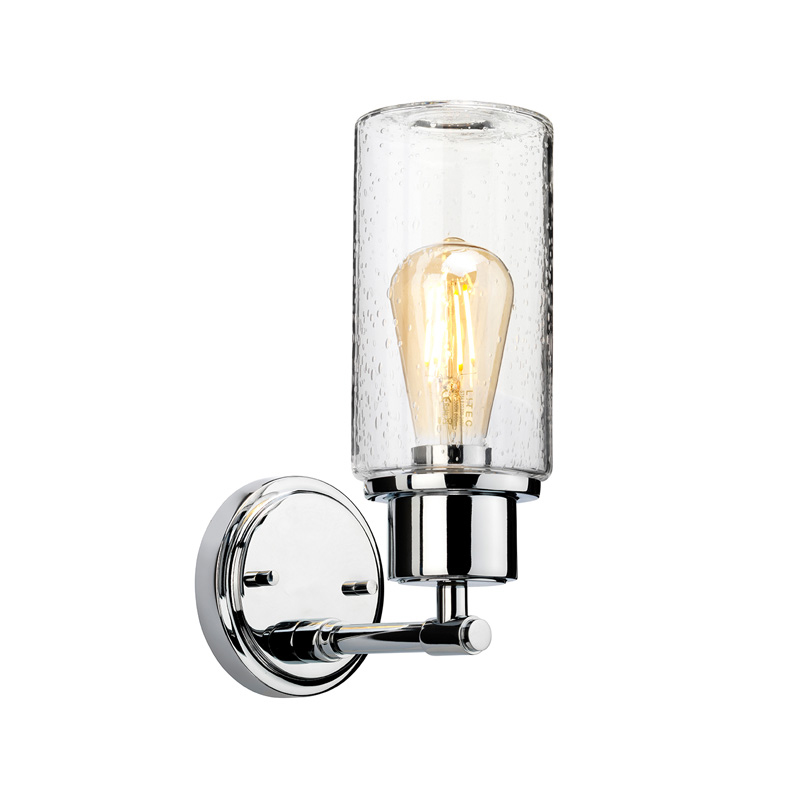 Бра с цилиндрическим прозрачным плафоном из стекла с пузырьками Elstead Lighting Хром Прозрачное Стекло в Рязани | Loft Concept 