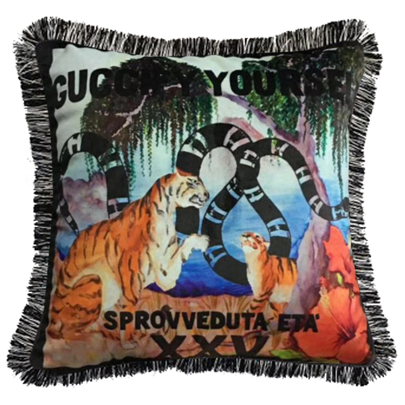 Декоративная подушка Cтиль Gucci Tigers Мульти Декоративная подушка Cтиль Gucci Tigers Мульти в Рязани | Loft Concept