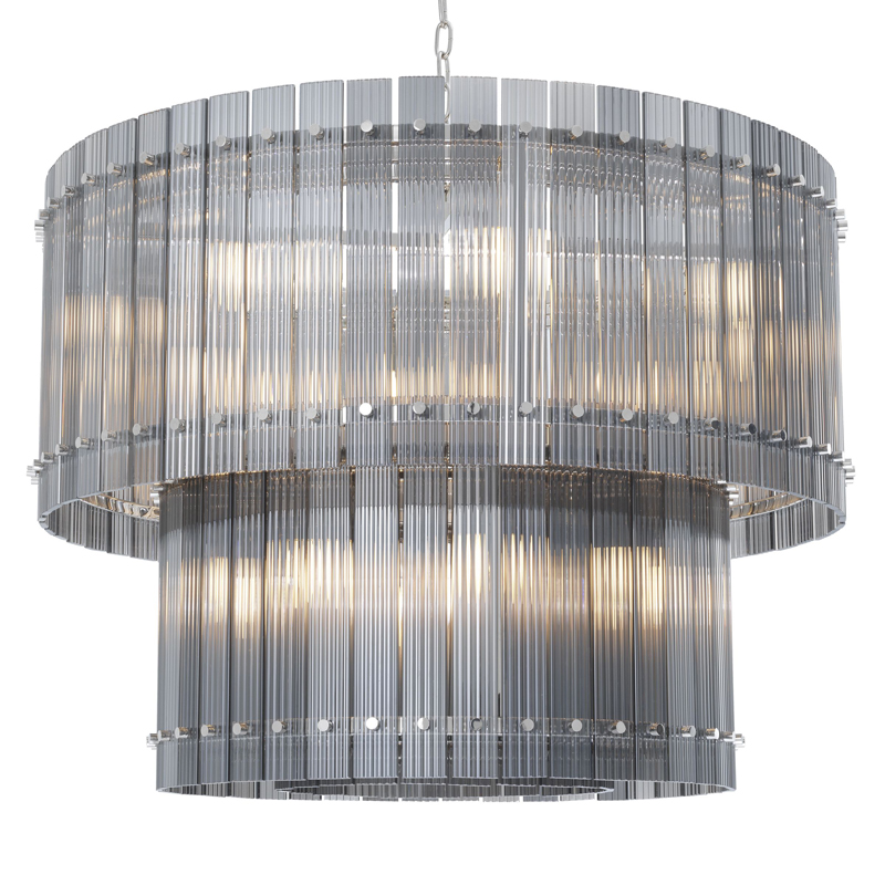 Люстра Eichholtz Chandelier Ruby L smoke Никель Стекло Смок в Рязани | Loft Concept 