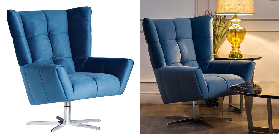 Кресло вращающееся Lord Armchair blue Кресло вращающееся Lord Armchair blue - Loft-Concept в Рязани