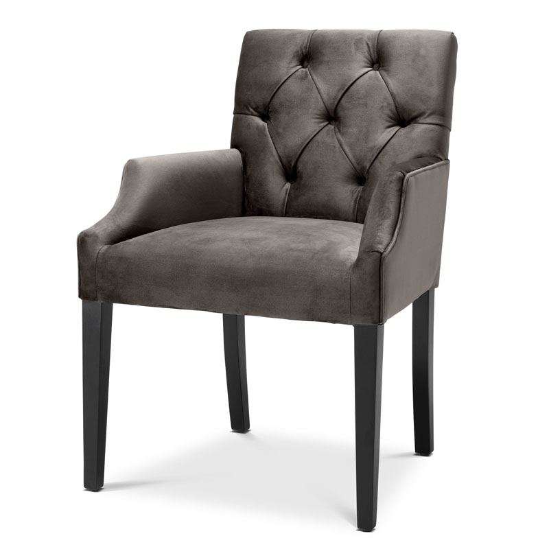 Стул Eichholtz DINING CHAIR ATENA WITH ARM dark Серый Черный Стул Eichholtz DINING CHAIR ATENA WITH ARM dark Серый Черный в Рязани | Loft Concept