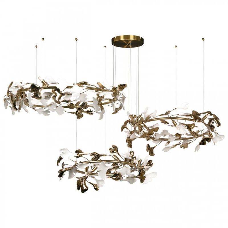 Люстра Триптих Wintery flover Gold с Белыми плафонами Золотой Белый Люстра Триптих Wintery flover Gold с Белыми плафонами Золотой Белый в Рязани | Loft Concept