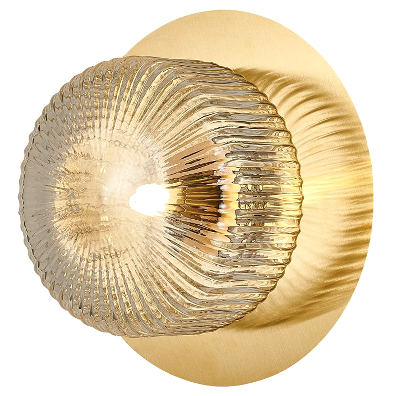 Бра с рельефным плафоном Blown Glass Латунь Прозрачный Бра с рельефным плафоном Blown Glass Латунь Прозрачный в Рязани | Loft Concept