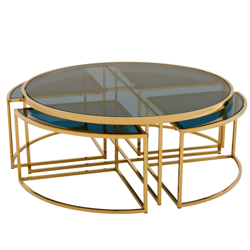 Кофейный стол Eichholtz Coffee Table Padova Gold Золотой Стекло Смок в Рязани | Loft Concept 
