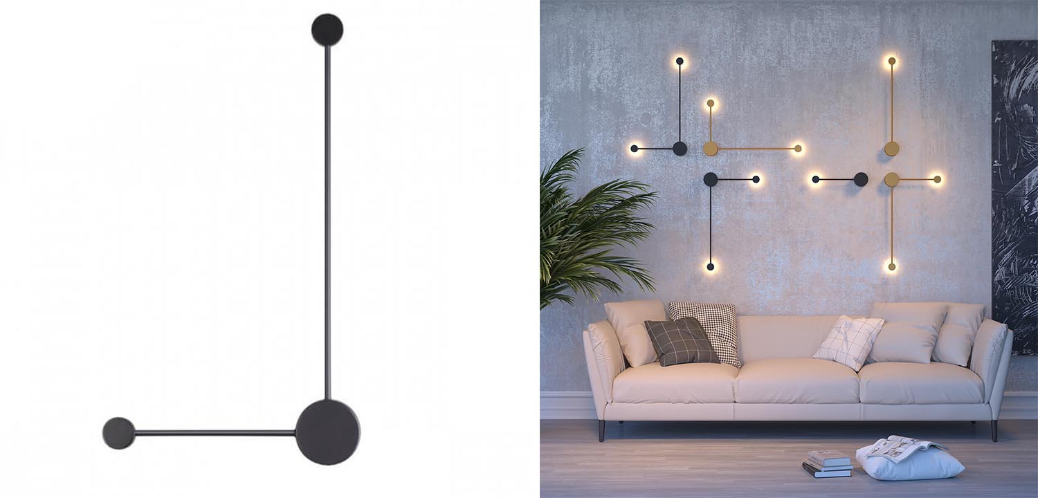 Бра Pin Wall Light Black Angle - фото