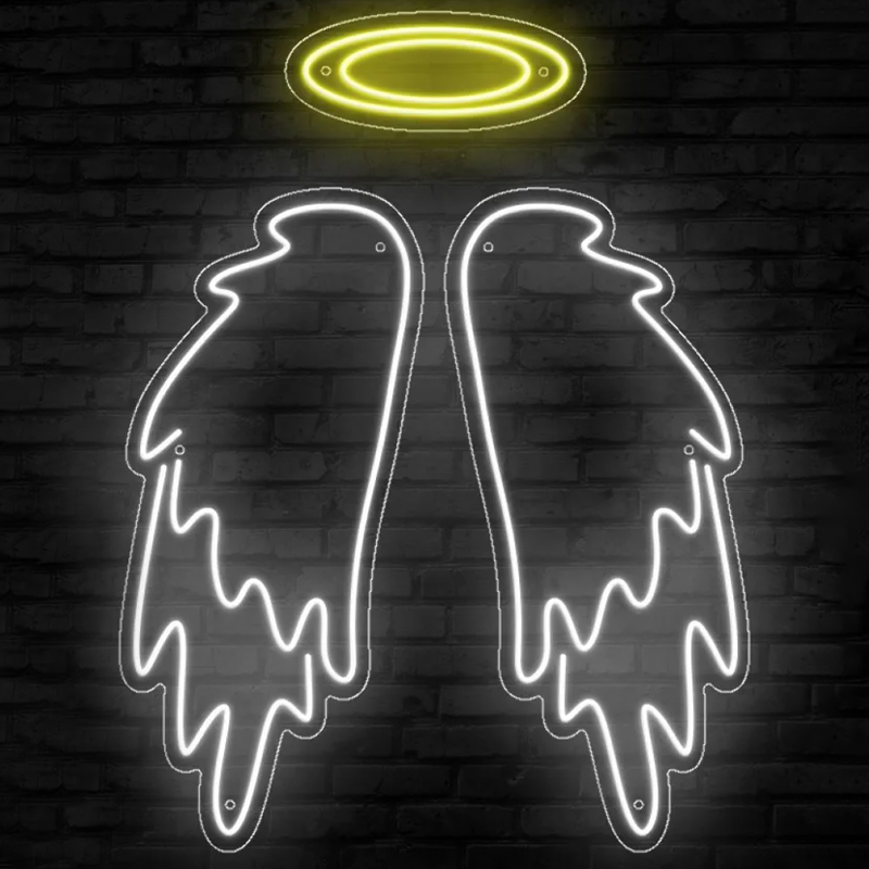 Неоновая настенная лампа White Wings Neon Wall Lamp Прозрачный Белый Желтый Неоновая настенная лампа White Wings Neon Wall Lamp Прозрачный Белый Желтый в Рязани | Loft Concept