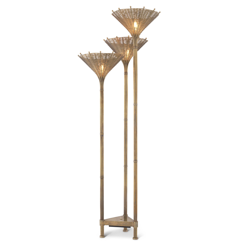 Торшер Eichholtz Floor Lamp Kon Tiki Triple Винтажная латунь Торшер Eichholtz Floor Lamp Kon Tiki Triple Винтажная латунь в Рязани | Loft Concept