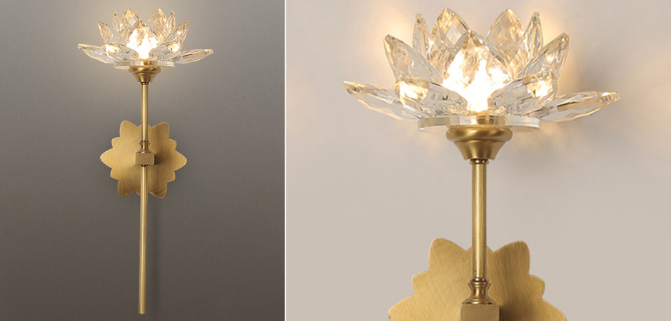 Настенный светильник Хрустальный Цветок Лотоса Lotus flower Wall Clear Glass C Настенный светильник Хрустальный Цветок Лотоса Lotus flower Wall Clear Glass C - Loft-Concept в Рязани
