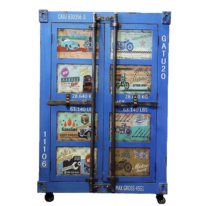 Синяя тумбочка контейнер Blue chest of drawers vintage Sea Container Синий Синяя тумбочка контейнер Blue chest of drawers vintage Sea Container Синий в Рязани | Loft Concept