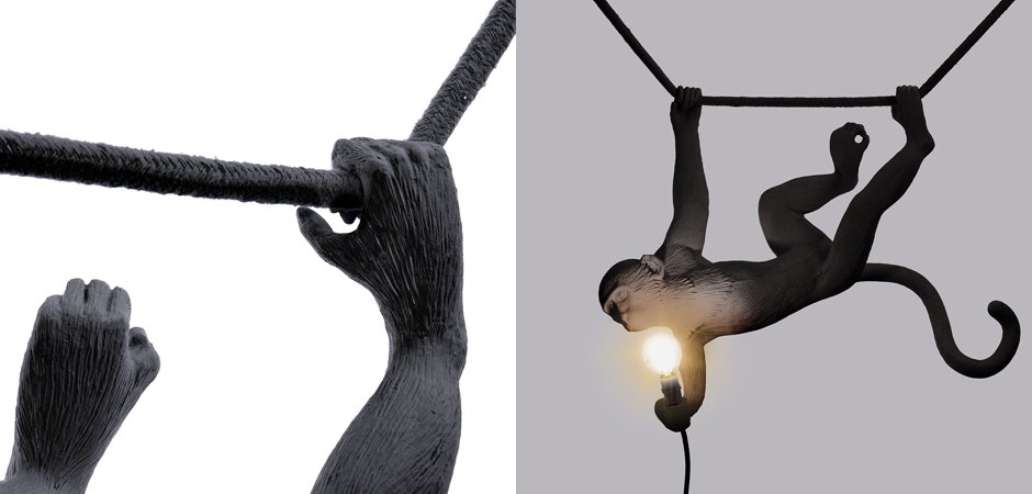 Подвесной светильник Seletti The Monkey Lamp Swing Black Подвесной светильник Seletti The Monkey Lamp Swing Black - Loft-Concept в Рязани