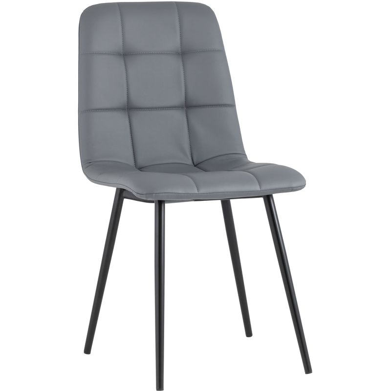Стул NANCY S Chair Серая Экокожа Серый Черный в Рязани | Loft Concept 