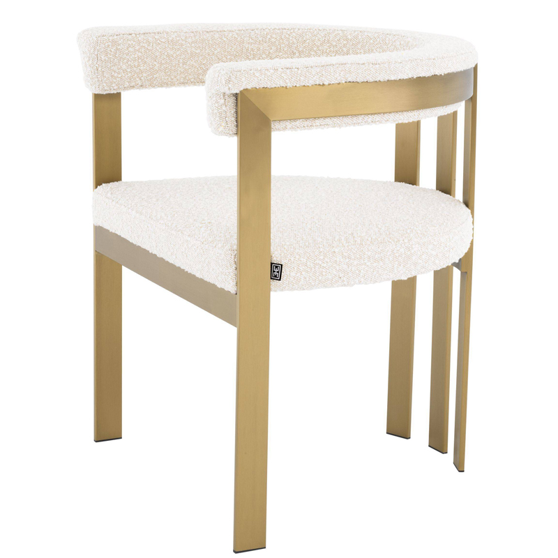 Стул Eichholtz Dining Chair Clubhouse boucle cream Кремовый Латунь Стул Eichholtz Dining Chair Clubhouse boucle cream Кремовый Латунь в Рязани | Loft Concept