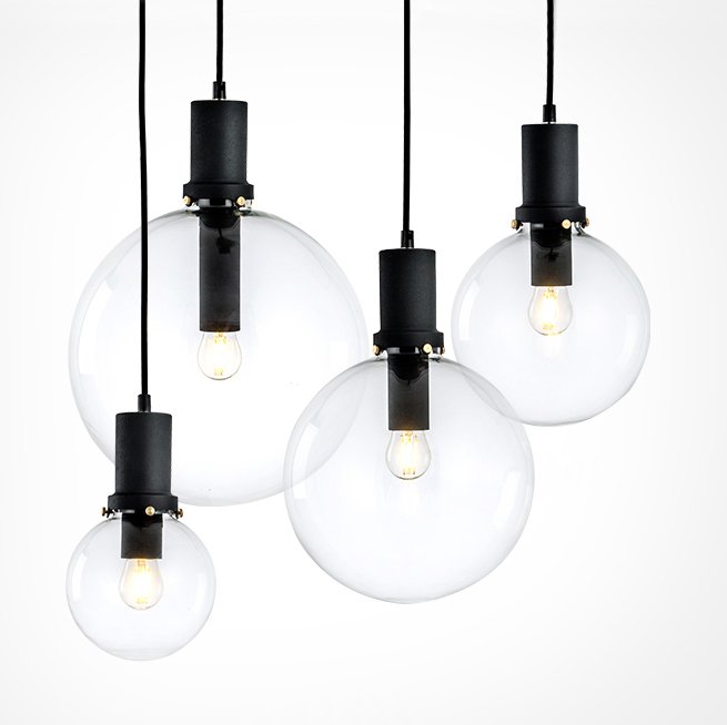 Подвесной светильник Glass Globe Black Прозрачное Стекло Черный Подвесной светильник Glass Globe Black Прозрачное Стекло Черный в Рязани | Loft Concept