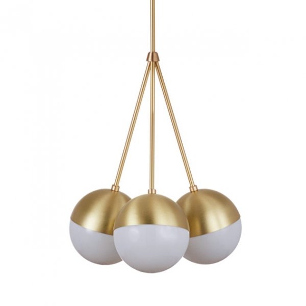 Подвесной светильник Copper Light Chandelier 3 Белый Латунь Подвесной светильник Copper Light Chandelier 3 Белый Латунь в Рязани | Loft Concept