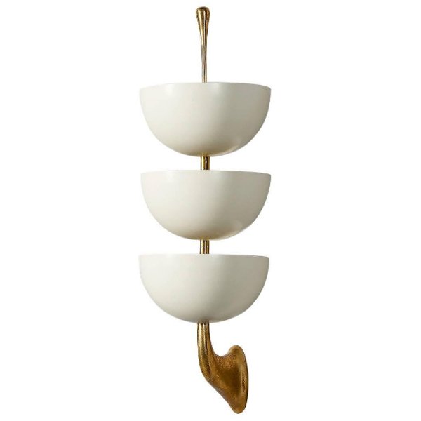 Бра Stilnovo Rare Pair of Stamped Sconces Белый Золотой Бра Stilnovo Rare Pair of Stamped Sconces Белый Золотой в Рязани | Loft Concept