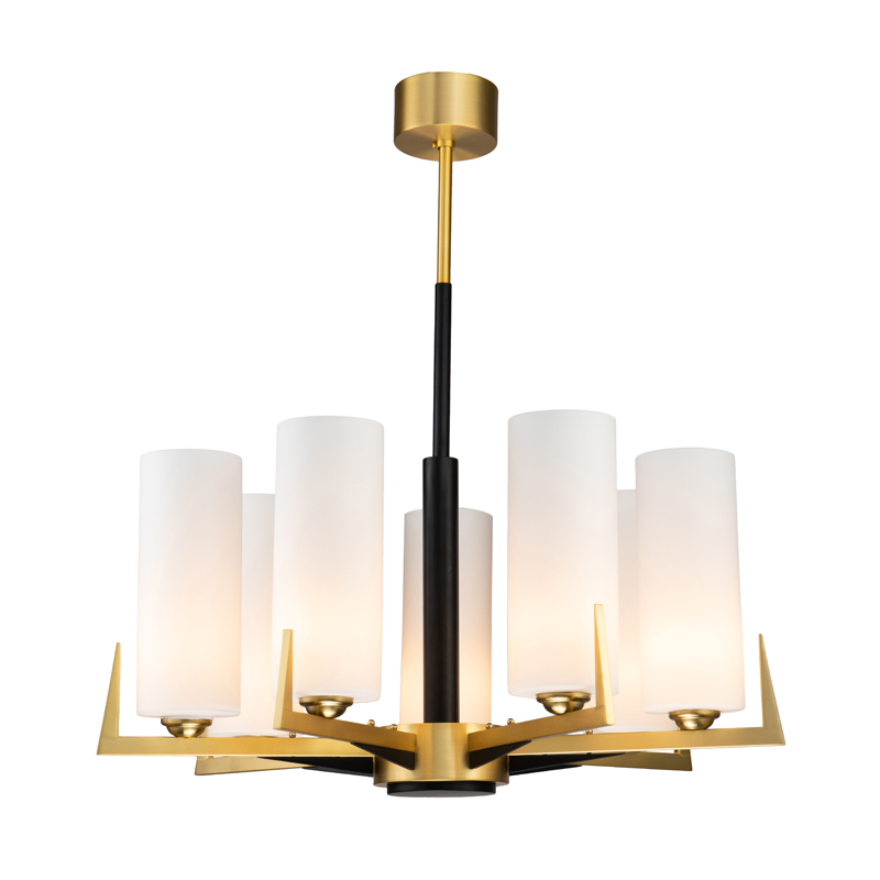 Люстра Benoit Chandelier 75 Латунь Белое матовое стекло Черный Люстра Benoit Chandelier 75 Латунь Белое матовое стекло Черный в Рязани | Loft Concept
