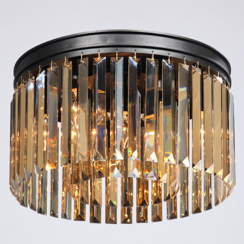 Потолочный светильник ODEON Amber GLASS Prism Round 2-TIER 40 см Черный Потолочный светильник ODEON Amber GLASS Prism Round 2-TIER 40 см Черный в Рязани | Loft Concept
