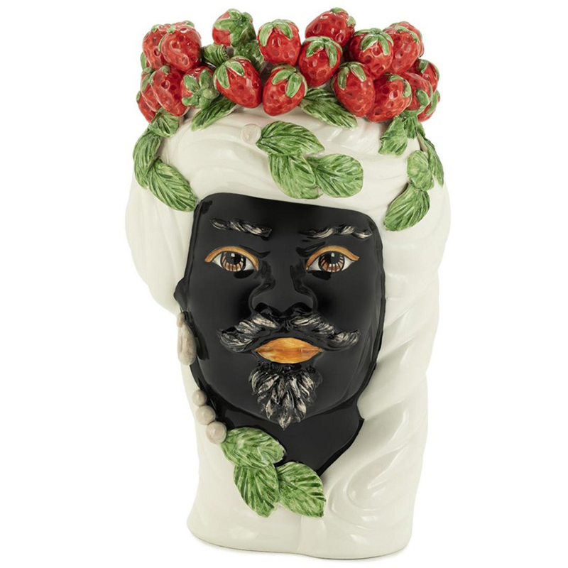 Ваза Vase Strawberries Head Man White Мульти Белый Красный Зеленый Черный Ваза Vase Strawberries Head Man White Мульти Белый Красный Зеленый Черный в Рязани | Loft Concept