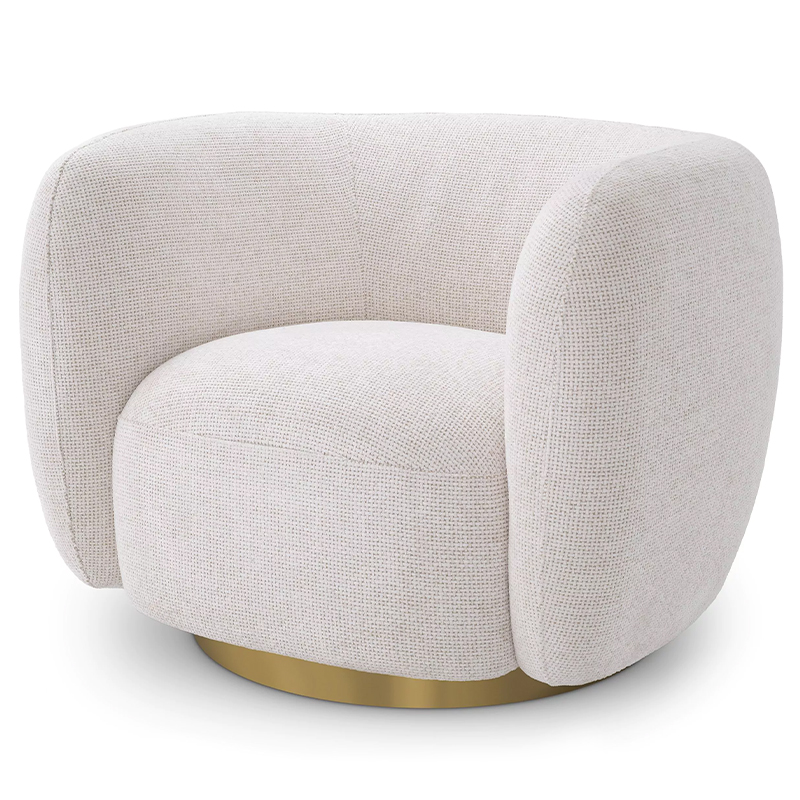 Кресло Eichholtz Swivel Chair Roxy Молочный Латунь Молочный Латунь в Рязани | Loft Concept 