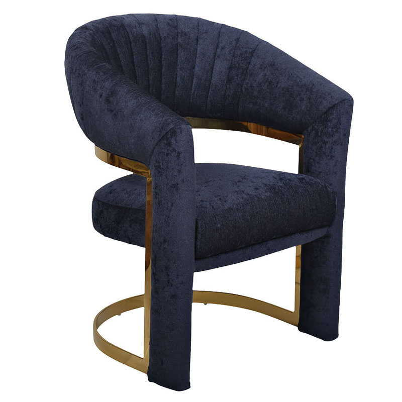 Полукресло Valbonne Chair blue velour Синий Глянцевое золото Полукресло Valbonne Chair blue velour Синий Глянцевое золото в Рязани | Loft Concept