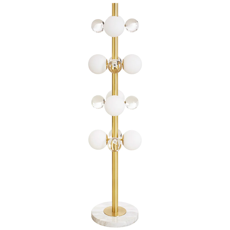 Торшер GLOBO FLOOR LAMP-BRASS Jonathan Adler Золотой Прозрачное Стекло Белый Торшер GLOBO FLOOR LAMP-BRASS Jonathan Adler Золотой Прозрачное Стекло Белый в Рязани | Loft Concept