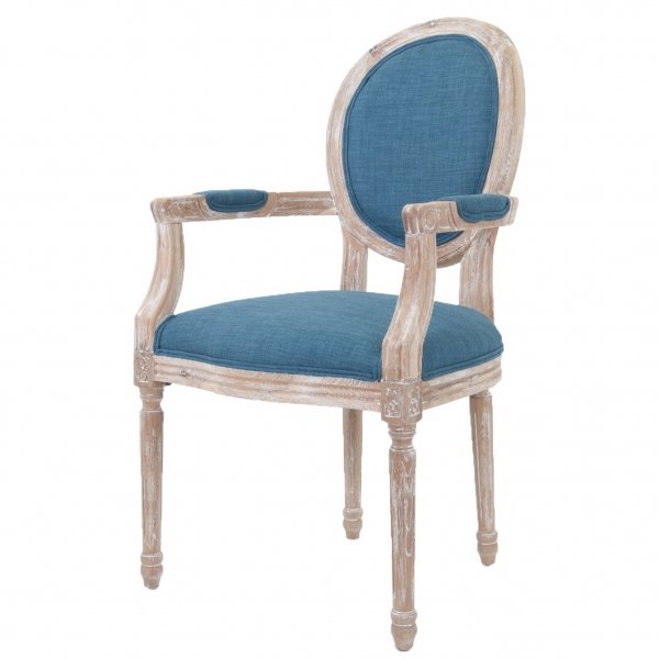 Стул French chairs Provence Blue ArmChair Голубой пастельный Бежевый в Рязани | Loft Concept 