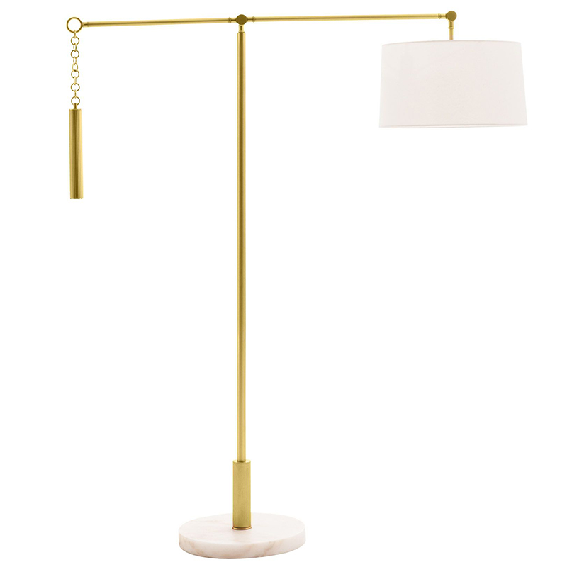 Торшер Arteriors NEWARK FLOOR LAMP Латунь Белый Торшер Arteriors NEWARK FLOOR LAMP Латунь Белый в Рязани | Loft Concept